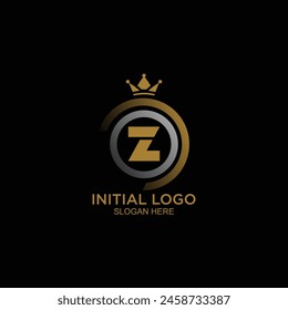 initial logo with crown icon, initial logo king