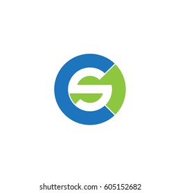 initial logo cs, sc, s inside c rounded letter negative space logo blue green