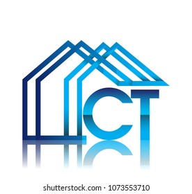 initial logo CT with house icon, business logo and property developer.