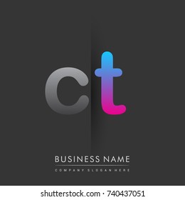 initial logo CT lowercase letter colored grey and blue, pink, creative logotype concept, modern and simple logo design, logo design concept for business and corporate identity.