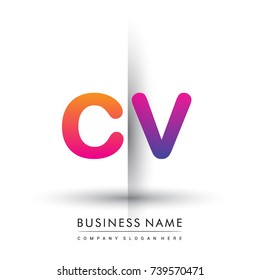 initial logo CV lowercase letter, orange and magenta creative logotype concept, modern and simple logo design.