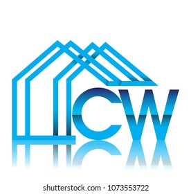 initial logo CW with house icon, business logo and property developer.