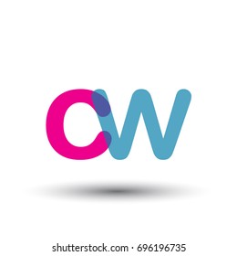 initial logo CW lowercase letter, blue and pink overlap transparent logo, modern and simple logo design.
