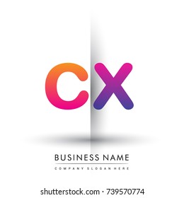 initial logo CX lowercase letter, orange and magenta creative logotype concept, modern and simple logo design.