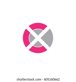 initial logo cx, xc, x inside c rounded letter negative space logo pink gray