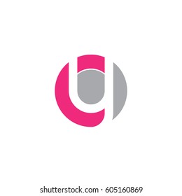 initial logo cy, yc, y inside c rounded letter negative space logo pink gray