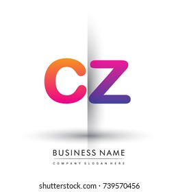 initial logo CZ lowercase letter, orange and magenta creative logotype concept, modern and simple logo design.