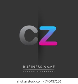initial logo CZ lowercase letter colored grey and blue, pink, creative logotype concept, modern and simple logo design, logo design concept for business and corporate identity.
