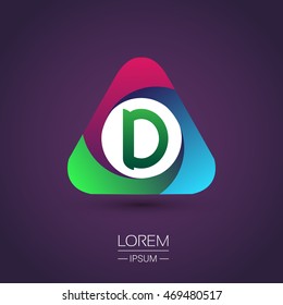 Initial logo D letter colorful icon in the triangle shape, Vector design template elements for your application or company identity.