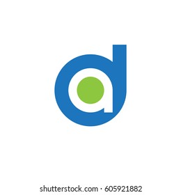 initial logo da, ad, a inside d rounded letter negative space logo blue green