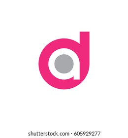 initial logo da, ad, a inside d rounded letter negative space logo pink gray