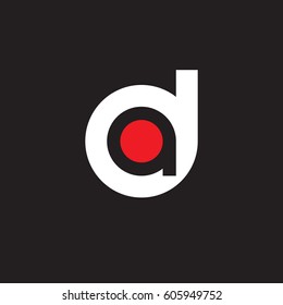 initial logo da, ad, a inside d rounded letter negative space logo white red black background