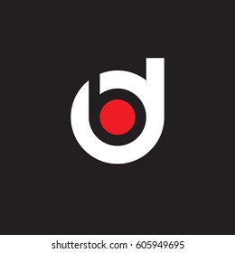 initial logo db, bd, b inside d rounded letter negative space logo white red black background