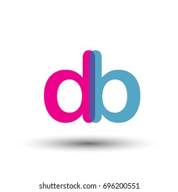 initial logo DB lowercase letter, blue and pink overlap transparent logo, modern and simple logo design.