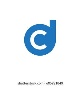 initial logo dc, cd, c inside d rounded letter negative space logo blue