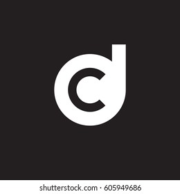 initial logo dc, cd, c inside d rounded letter negative space logo white black background