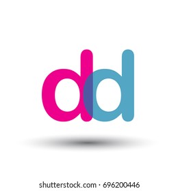 initial logo DD lowercase letter, blue and pink overlap transparent logo, modern and simple logo design.