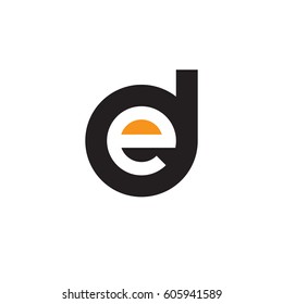 initial logo de, ed, e inside d rounded letter negative space logo black orange