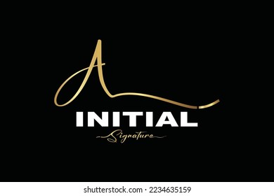 Initial A Logo Design in Elegant Gold Handwriting Style. A Signature Logo or Symbol for Wedding  Fashion  Jewelry  Boutique  and Business Brand Identity