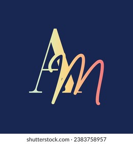 AM Initial Logo Design with Elegant Handwriting Style. AM Signature Logo or Symbol for Wedding, Fashion, Jewelry, Boutique, Botanical