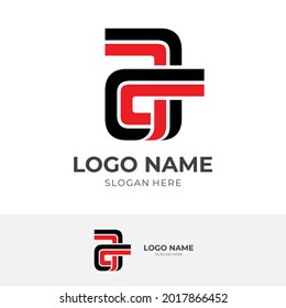 initial a logo design with flat red and black color style