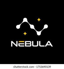 Initial Logo Design From Letter N, Present Nebula Star Vector Icon Graphic Idea 