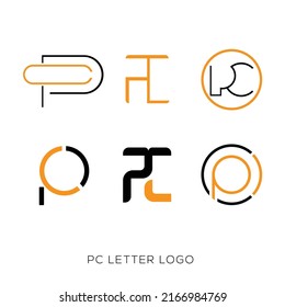 Initial Logo Design With letter PC set