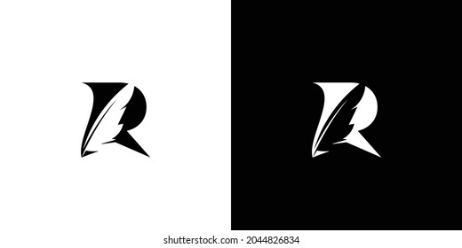 The initial logo design of the letter R, a combination of a goose feather pen, is unique and attractive