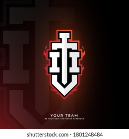 Initial i logo design with sword, Logo for game, esport, initial gaming, community or business.