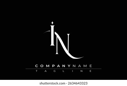 Initial IN Logo Design Vector. Elegant Monogram Logo Design with Decorative Elements and Typography