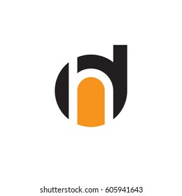 initial logo dh, hd, h inside d rounded letter negative space logo black orange