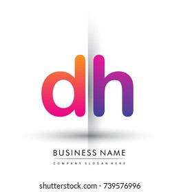 initial logo DH lowercase letter, orange and magenta creative logotype concept, modern and simple logo design.