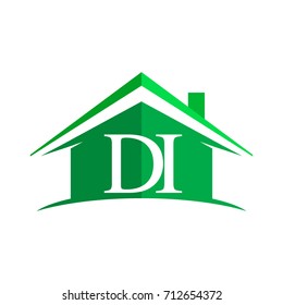 initial logo DI with house icon and green color, business logo and property developer.