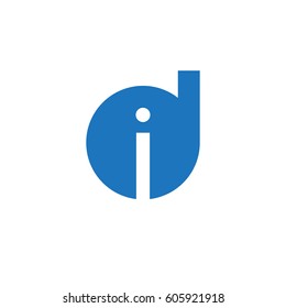 initial logo di, id, i inside d rounded letter negative space logo blue