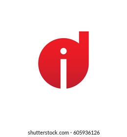 initial logo di, id, i inside d rounded letter negative space logo red
