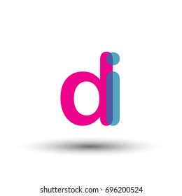 initial logo DI lowercase letter, blue and pink overlap transparent logo, modern and simple logo design.