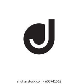 initial logo dj, jd, j inside d rounded letter negative space logo black