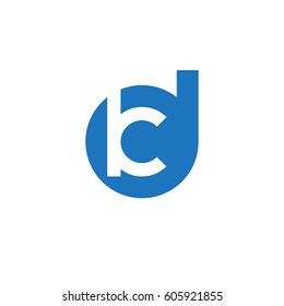 initial logo dk, kd, k inside d rounded letter negative space logo blue
