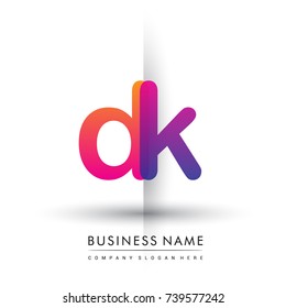 initial logo DK lowercase letter, orange and magenta creative logotype concept, modern and simple logo design.