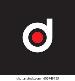 initial logo do, od, o inside d rounded letter negative space logo white red black background