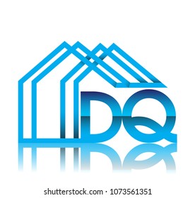 initial logo DQ with house icon, business logo and property developer.