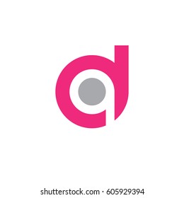 initial logo dq, qd, q inside d rounded letter negative space logo pink gray