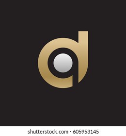initial logo dq, qd, q inside d rounded letter negative space logo gold silver