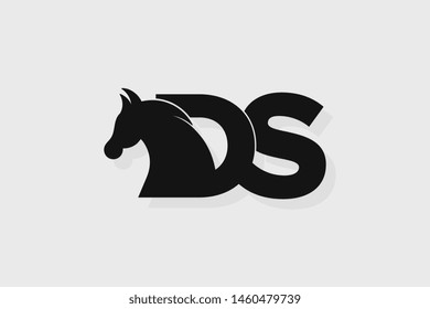 Initial logo DS letter with stallion head. The combination of letters D and S is black