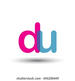 initial logo DU lowercase letter, blue and pink overlap transparent logo, modern and simple logo design.