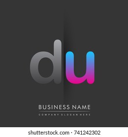 initial logo DU lowercase letter colored grey and blue, pink, creative logotype concept, modern and simple logo design, logo design concept for business and corporate identity.