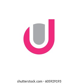 initial logo du, ud, u inside d rounded letter negative space logo pink gray