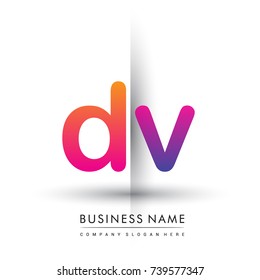 initial logo DV lowercase letter, orange and magenta creative logotype concept, modern and simple logo design