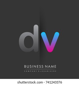 initial logo DV lowercase letter colored grey and blue, pink, creative logotype concept, modern and simple logo design, logo design concept for business and corporate identity.