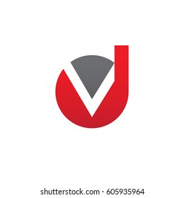 initial logo dv, vd, v inside d rounded letter negative space logo red gray
